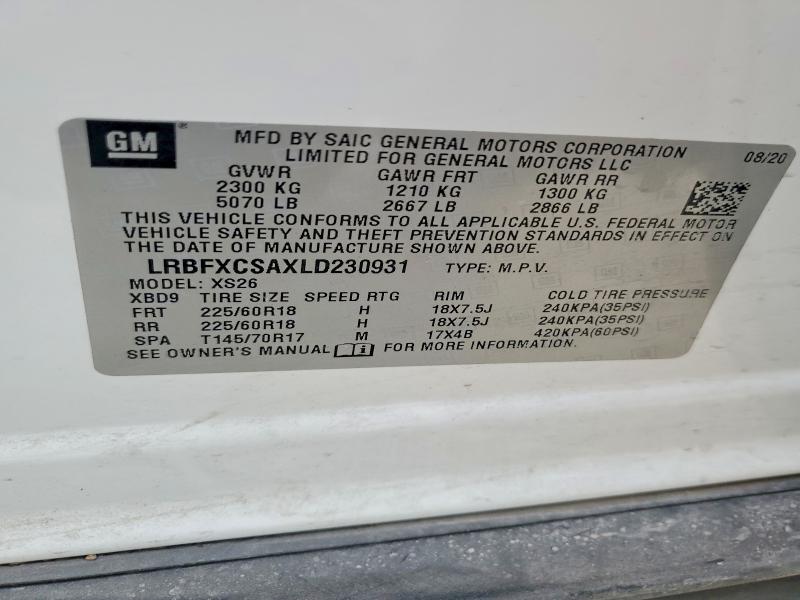 Aukcja sprzedaży 2020 Buick Envision, vin: LRBFXCSAXLD230931, numer aukcji: 60579066