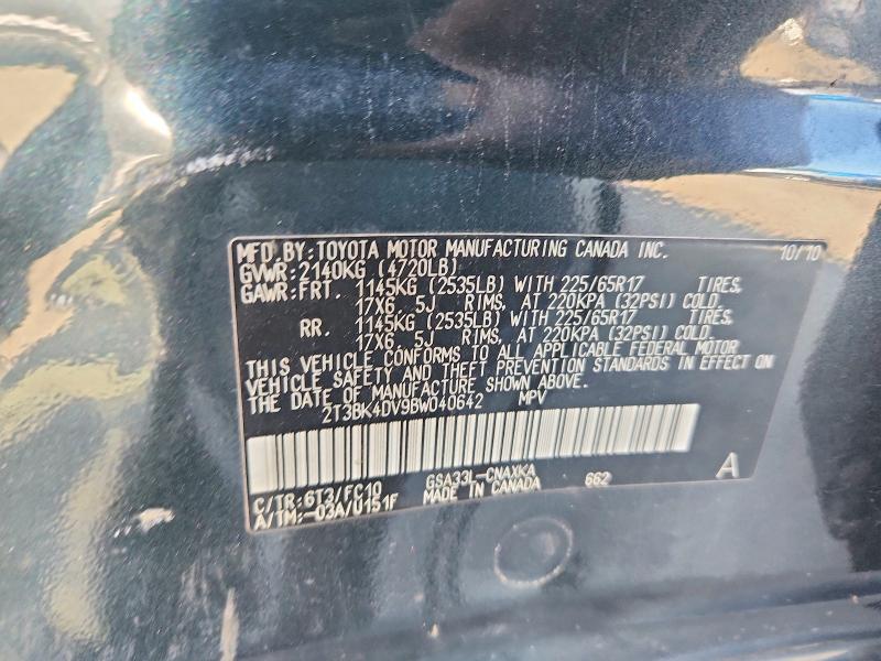 Aukcja sprzedaży 2011 Toyota Rav4, vin: 2T3BK4DV9BW040642, numer aukcji: 62653506