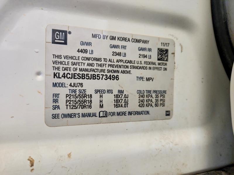 Aukcja sprzedaży 2018 Buick Encore, vin: KL4CJESB5JB573496, numer aukcji: 97682275