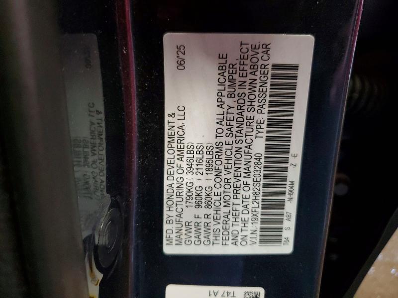 Продажа на аукционе авто 2025 Honda Civic, vin: 19XFL2H82SE032840, номер лота: 60766886