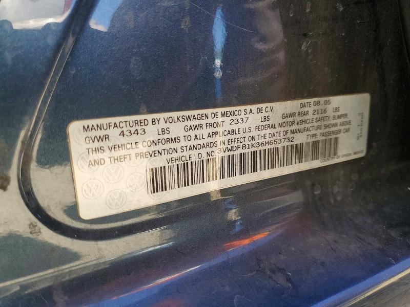 Продажа на аукционе авто 2006 Volkswagen Jetta, vin: 3VWDF81K36M653732, номер лота: 59726726