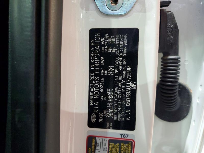 2020 Kia Soul მანქანა იყიდება აუქციონზე, vin: KNDJ33AU1L7725584, აუქციონის ნომერი: 60894046