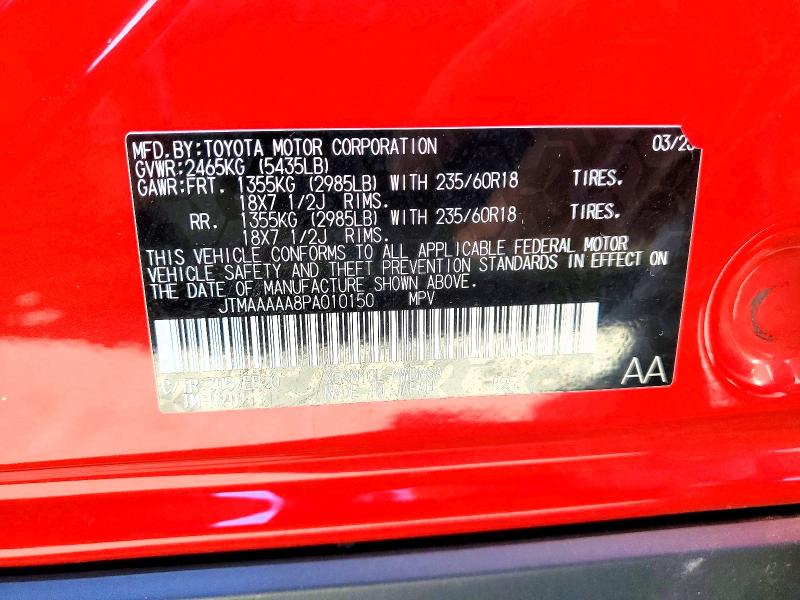 Aukcja sprzedaży 2023 Toyota Bz4x, vin: JTMAAAAA8PA010150, numer aukcji: 63763706
