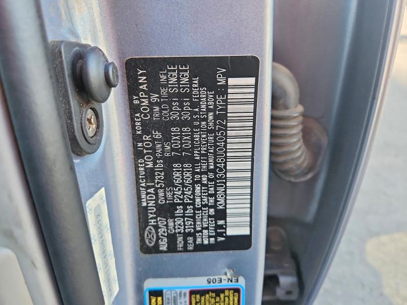 61320586 :رقم المزاد ، KM8NU13C48U040572 vin ، 2008 Hyundai Veracruz مزاد بيع