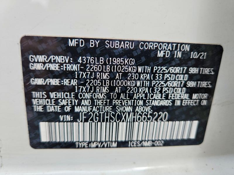 Продаж на аукціоні авто 2021 Subaru Crosstrek, vin: JF2GTHSCXMH665220, номер лоту: 62487966