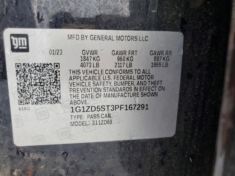 2023 Chevrolet Malibu მანქანა იყიდება აუქციონზე, vin: 1G1ZD5ST3PF167291, აუქციონის ნომერი: 59648186