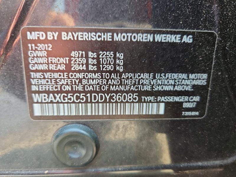Продаж на аукціоні авто 2013 Bmw 528, vin: WBAXG5C51DDY36085, номер лоту: 59225616