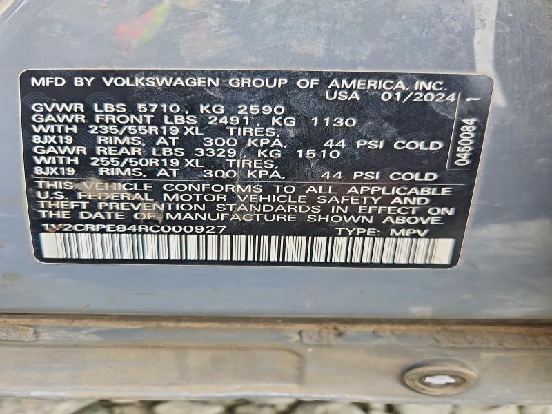 2024 Volkswagen Id.4 მანქანა იყიდება აუქციონზე, vin: 1V2CRPE84RC000927, აუქციონის ნომერი: 60475666
