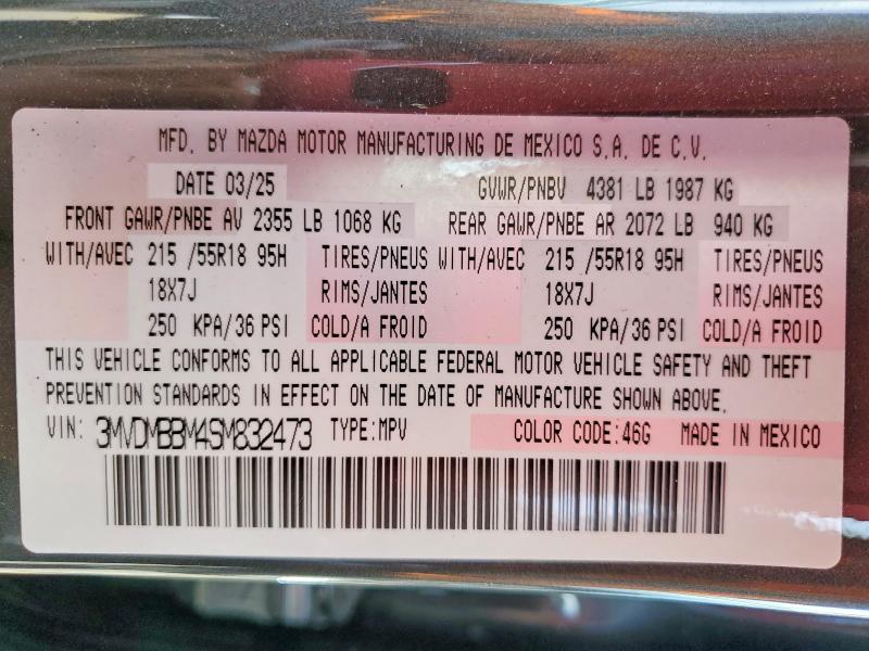 Продажа на аукционе авто 2025 Mazda Cx-30, vin: 3MVDMBBM4SM832473, номер лота: 85993495