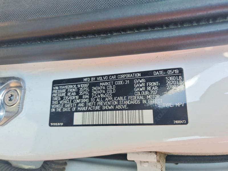 Продаж на аукціоні авто 2020 Volvo Xc60, vin: YV4102RKXL1410997, номер лоту: 62640366