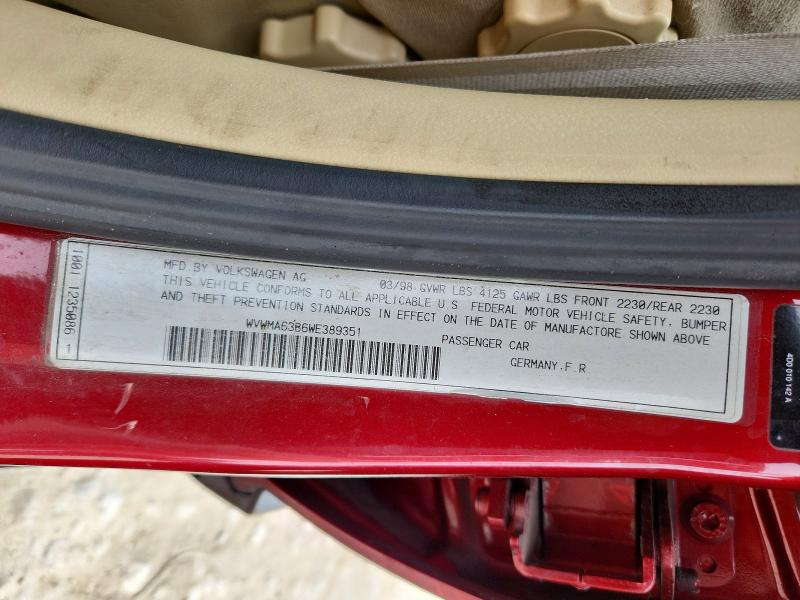 Aukcja sprzedaży 1998 Volkswagen Passat, vin: WVWMA63B6WE389351, numer aukcji: 61193756