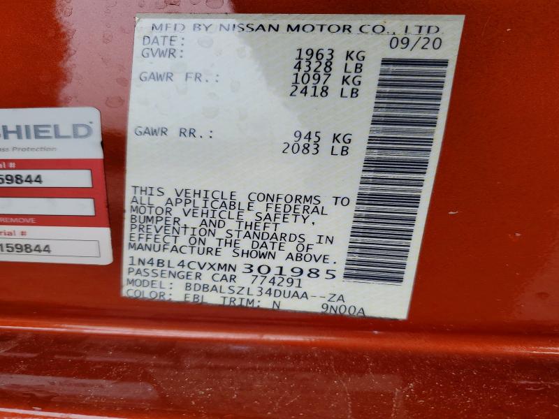 Продажа на аукционе авто 2021 Nissan Altima, vin: 1N4BL4CVXMN301985, номер лота: 59900266