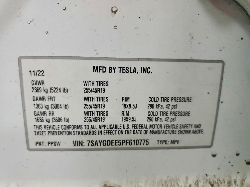 Aukcja sprzedaży 2023 Tesla Model Y, vin: 7SAYGDEE5PF610775, numer aukcji: 60445146