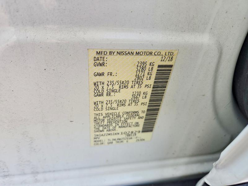 Продажа на аукционе авто 2019 Nissan Murano, vin: 5N1AZ2MS1KN102829, номер лота: 62286586