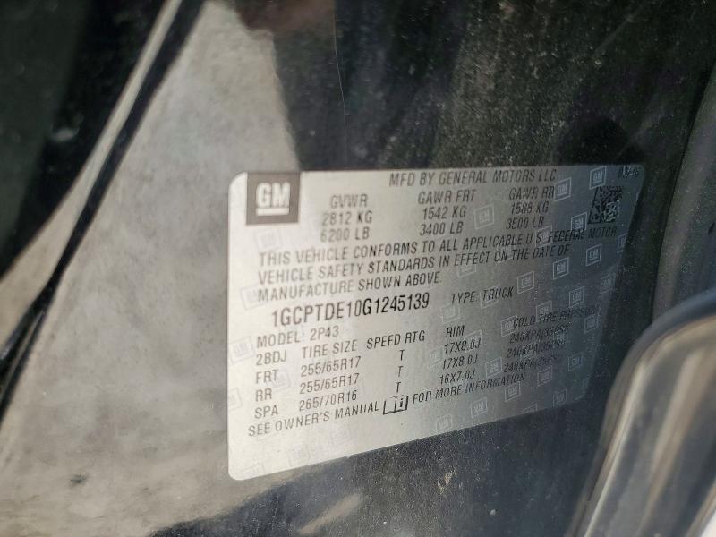 59592606 :رقم المزاد ، 1GCPTDE10G1245139 vin ، 2016 Chevrolet Colorado مزاد بيع