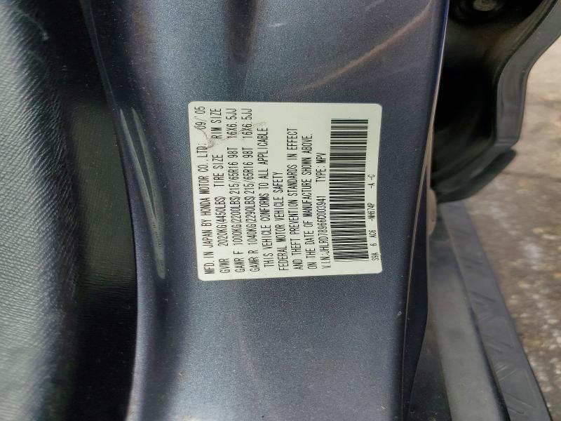 Aukcja sprzedaży 2006 Honda Cr-v, vin: JHLRD78966C003941, numer aukcji: 62475376