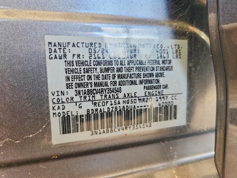 2024 Nissan Sentra მანქანა იყიდება აუქციონზე, vin: 3N1AB8CV4RY354548, აუქციონის ნომერი: 62201746