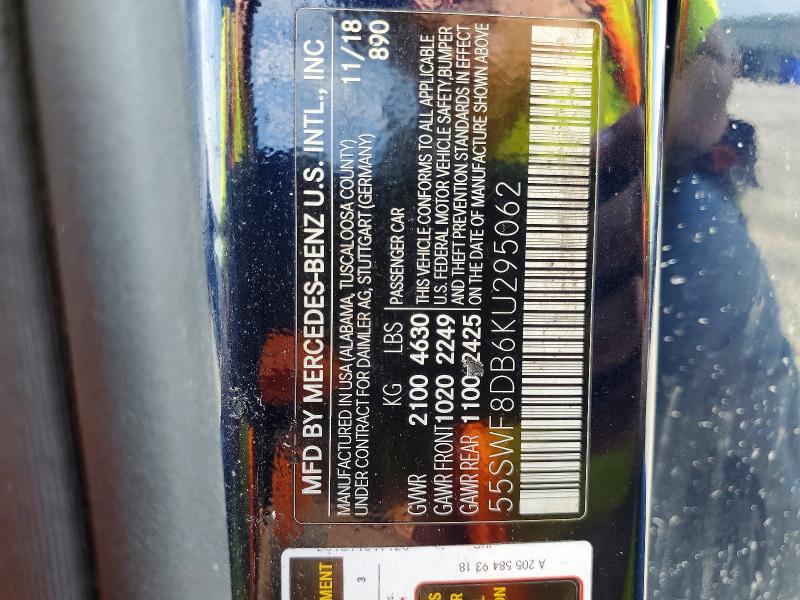 Продаж на аукціоні авто 2019 Mercedes-benz C, vin: 55SWF8DB6KU295062, номер лоту: 59253566