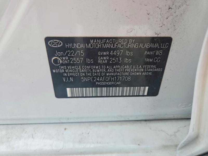 2015 Hyundai Sonata მანქანა იყიდება აუქციონზე, vin: 5NPE24AF0FH171708, აუქციონის ნომერი: 61520886