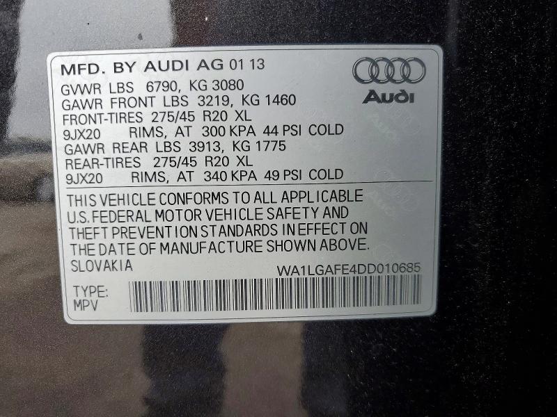 Aukcja sprzedaży 2013 Audi Q7, vin: WA1LGAFE4DD010685, numer aukcji: 59659866
