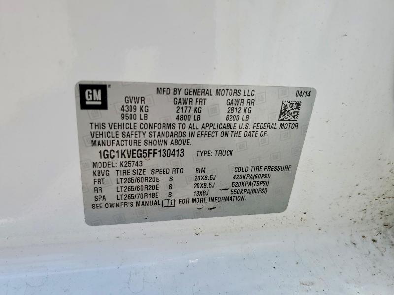 60460806 :رقم المزاد ، 1GC1KVEG5FF130413 vin ، 2015 Chevrolet Silverado مزاد بيع