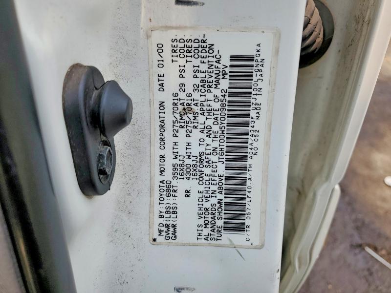 Aukcja sprzedaży 2000 Lexus Lx, vin: JT6HT00W5Y0098542, numer aukcji: 61555776