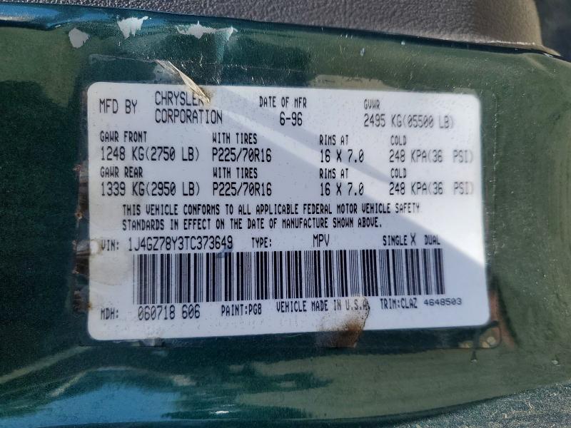 59841916 :رقم المزاد ، 1J4GZ78Y3TC373649 vin ، 1996 Jeep Grand Cherokee مزاد بيع