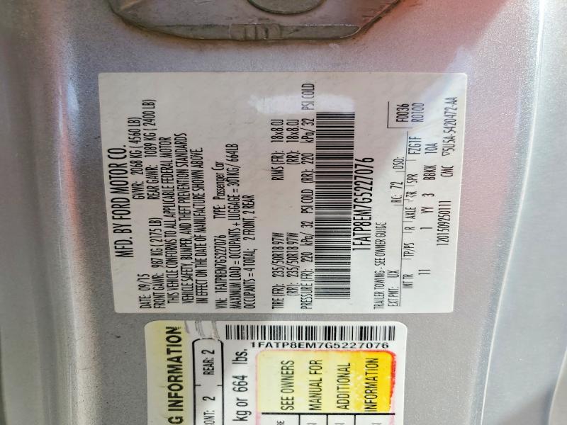 2016 Ford Mustang მანქანა იყიდება აუქციონზე, vin: 1FATP8EM7G5227076, აუქციონის ნომერი: 58721776