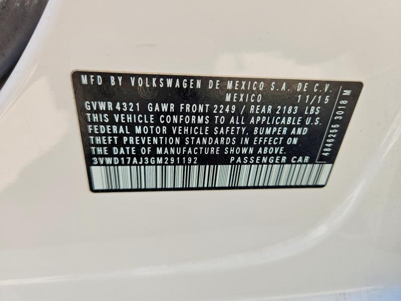 Aukcja sprzedaży 2016 Volkswagen Jetta, vin: 3VWD17AJ3GM291192, numer aukcji: 62823086