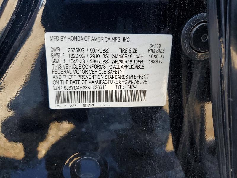 Aukcja sprzedaży 2019 Acura Mdx, vin: 5J8YD4H38KL036616, numer aukcji: 59287156