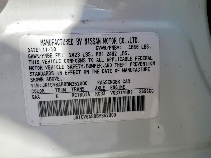 Продаж на аукціоні авто 2011 Infiniti G37 Sedan, vin: JN1CV6AR8BM352000, номер лоту: 62606346
