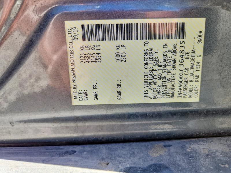 Aukcja sprzedaży 2020 Nissan Maxima, vin: 1N4AA6CVXLC364835, numer aukcji: 59305096