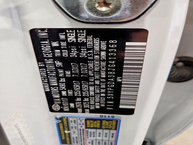 62925516 :رقم المزاد ، 5XYPGDA38JG413368 vin ، 2018 Kia Sorento مزاد بيع