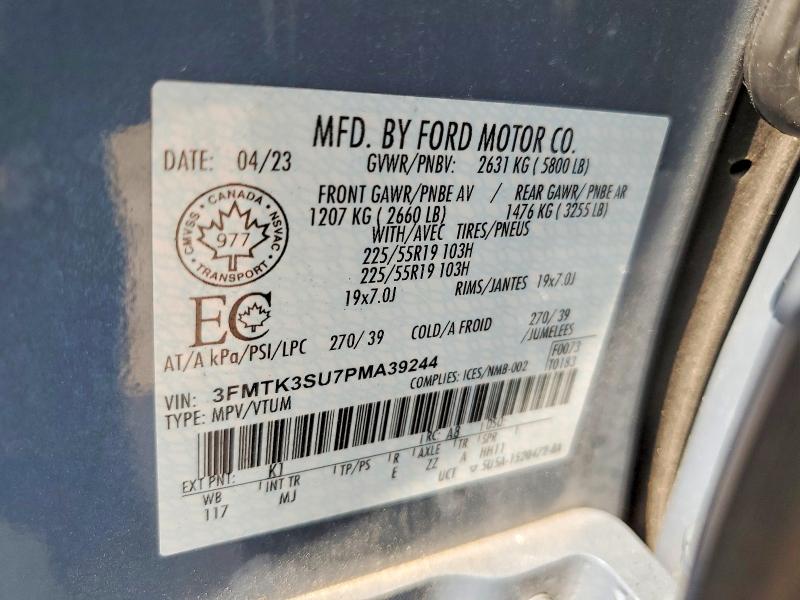 2023 Ford Mustang Mach-e მანქანა იყიდება აუქციონზე, vin: 3FMTK3SU7PMA39244, აუქციონის ნომერი: 62742606