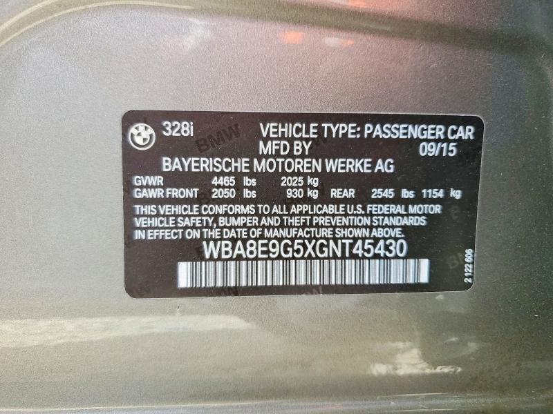 Продажа на аукционе авто 2016 Bmw 328, vin: WBA8E9G5XGNT45430, номер лота: 61801986