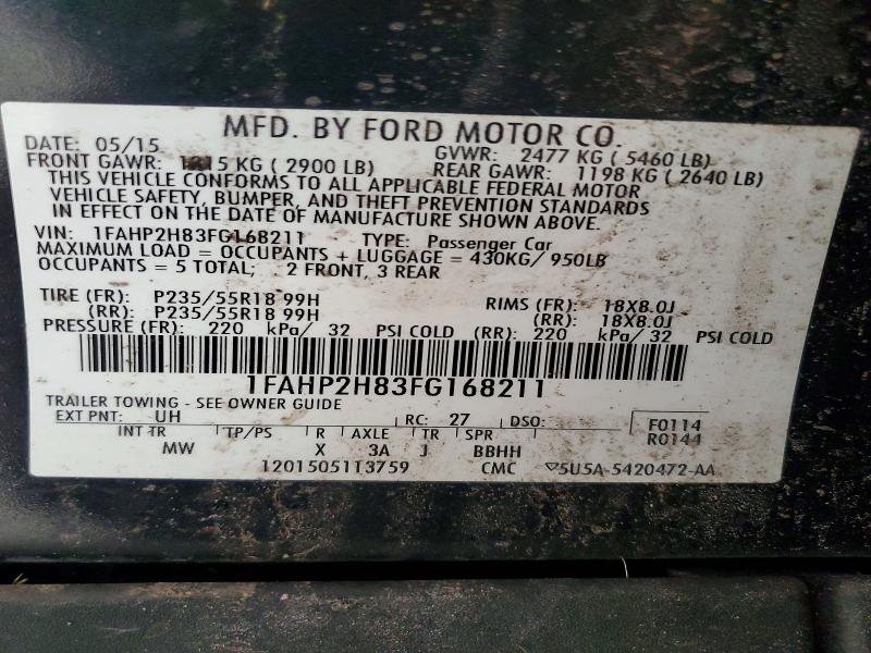 Aukcja sprzedaży 2015 Ford Taurus, vin: 1FAH92H83FG168211, numer aukcji: 62294806