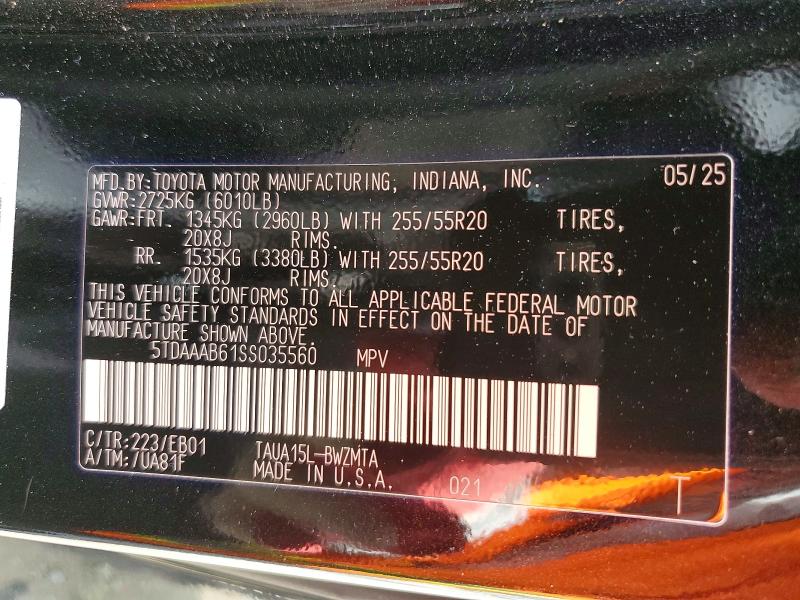61118546 :رقم المزاد ، 5TDAAAB61SS035560 vin ، 2025 Lexus Tx 350 مزاد بيع