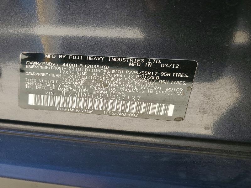 60174866 :رقم المزاد ، JF2SHAFC8CH457137 vin ، 2012 Subaru Forester مزاد بيع