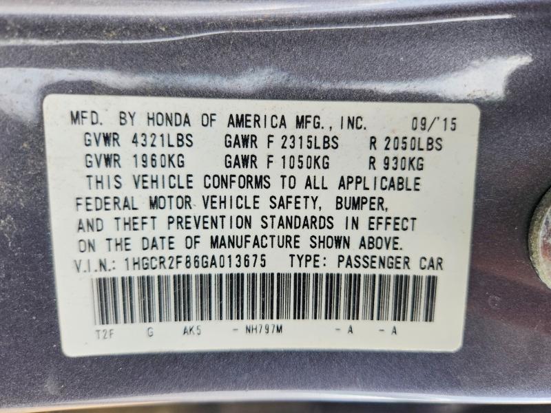 Продаж на аукціоні авто 2016 Honda Accord, vin: 1HGCR2F86GA013675, номер лоту: 61394426