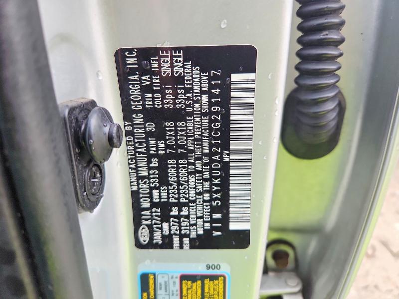 Aukcja sprzedaży 2012 Kia Sorento, vin: 5XYKUDA21CG291417, numer aukcji: 63358996