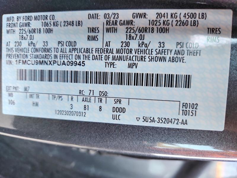 Продаж на аукціоні авто 2023 Ford Escape, vin: 1FMCU9MNXPUA09945, номер лоту: 61087236