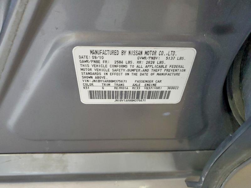 59730776 :رقم المزاد ، JN1BY1AR8BM375671 vin ، 2011 Infiniti M37 مزاد بيع