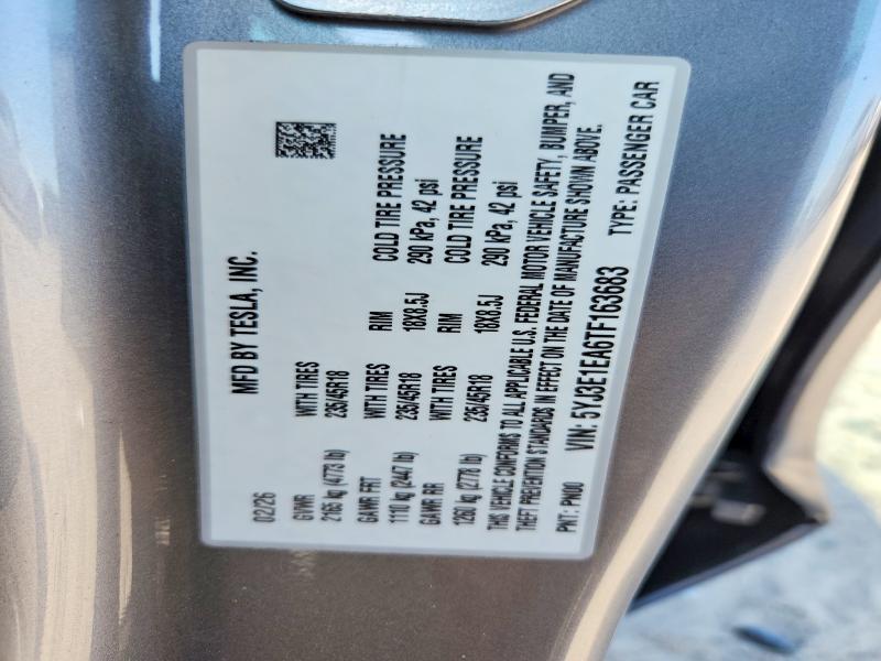 Aukcja sprzedaży 2026 Tesla Model 3, vin: 5YJ3E1EA6TF163683, numer aukcji: 59790796