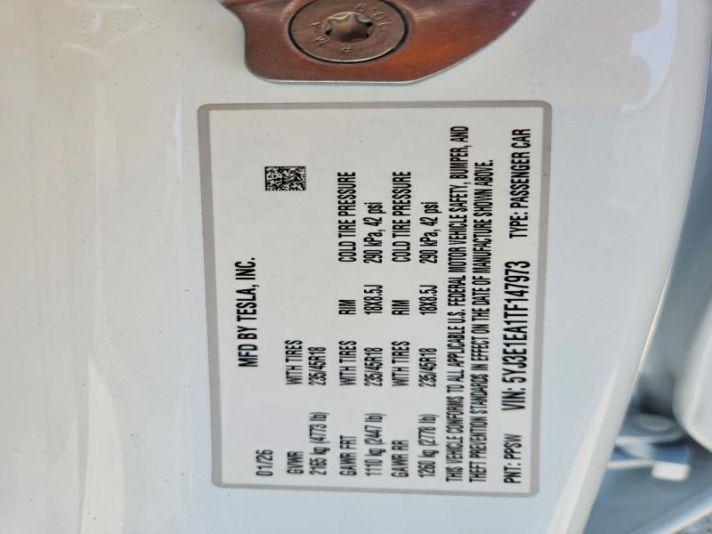 59688026 :رقم المزاد ، 5YJ3E1EA1TF147973 vin ، 2026 Tesla Model 3 مزاد بيع