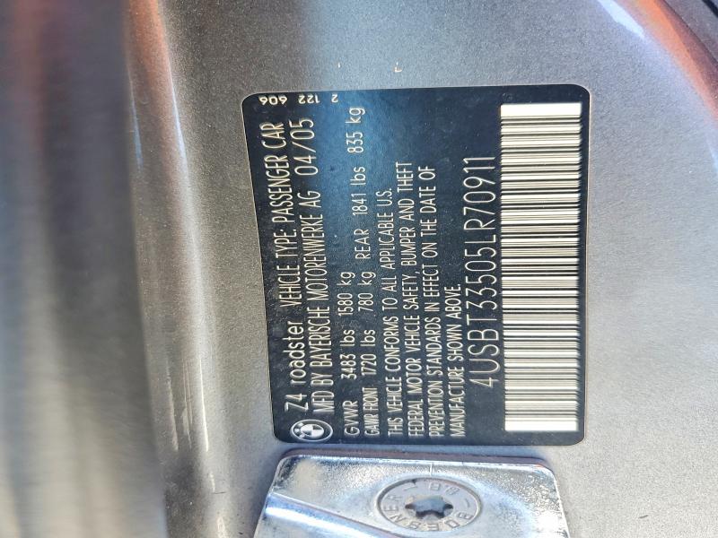 Продажа на аукционе авто 2005 Bmw Z4, vin: 4USBT33505LR70911, номер лота: 60641636