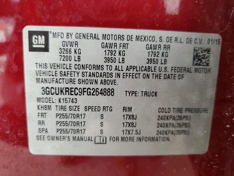 Продаж на аукціоні авто 2015 Chevrolet Silverado, vin: 3GCUKREC9FG264888, номер лоту: 61672826