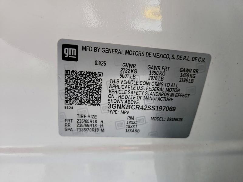 60402766 :رقم المزاد ، 3GNKBCR42SS197069 vin ، 2025 Chevrolet Blazer مزاد بيع