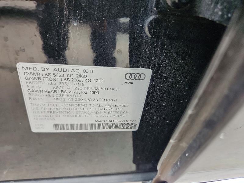 Aukcja sprzedaży 2017 Audi Q5, vin: WA1L2AFP2HA013477, numer aukcji: 61072466