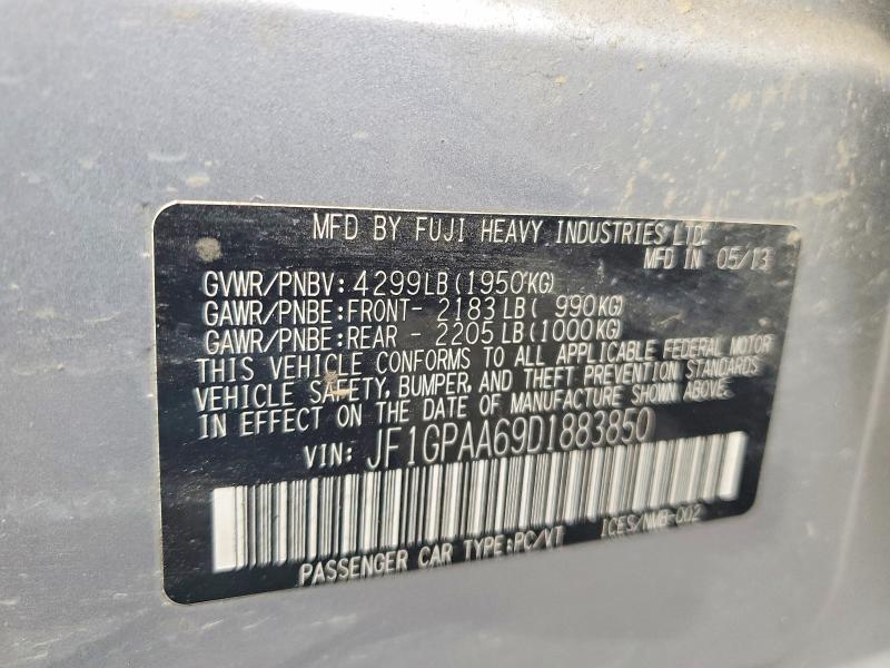 Продаж на аукціоні авто 2013 Subaru Impreza, vin: JF1GPAA69D1883850, номер лоту: 62221856