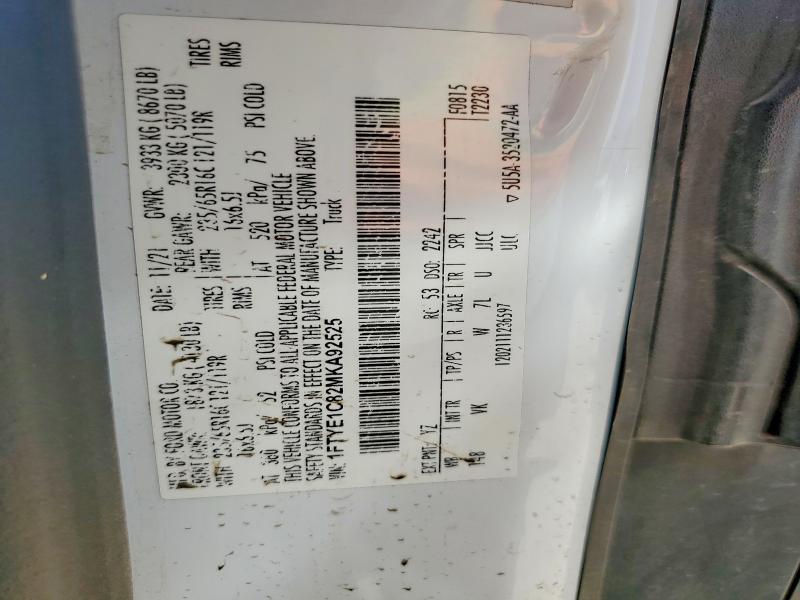 2021 Ford Transit მანქანა იყიდება აუქციონზე, vin: 1FTYE1C82MKA92525, აუქციონის ნომერი: 63332456